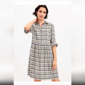 LOFT Petite Plaid Swing Shirtdress